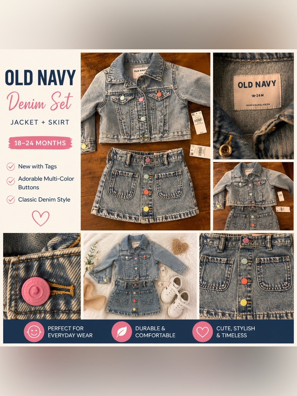 Old Navy Denim Jacket & Skirt Set NWT 18-24M